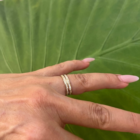 Dainty 14k Yellow Gold Eternity Wedding Band 2 pc - Picture 4 of 12